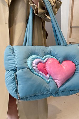 Cute Everyday Outfits, Outfit Inspo Casual Heart Puffer Handbag