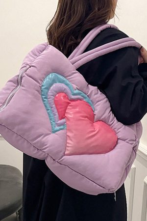 Cute Everyday Outfits, Outfit Inspo Casual Heart Puffer Handbag