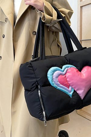 Cute Everyday Outfits, Outfit Inspo Casual Heart Puffer Handbag