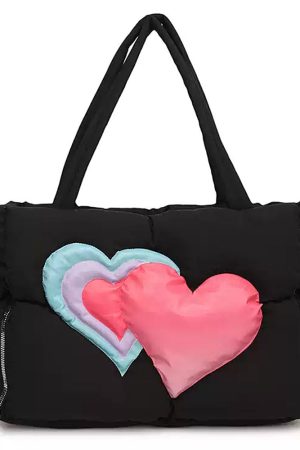 Cute Everyday Outfits, Outfit Inspo Casual Heart Puffer Handbag