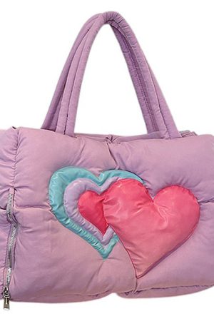 Cute Everyday Outfits, Outfit Inspo Casual Heart Puffer Handbag