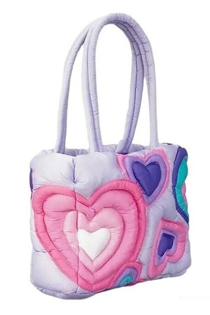 Cute Everyday Outfits, Outfit Inspo Casual Heart Puffer Shoulder Bag