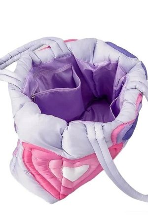 Cute Everyday Outfits, Outfit Inspo Casual Heart Puffer Shoulder Bag