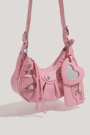 Cute Everyday Outfits, Outfit Inspo Casual Heart Y2K Mini Shoulder Bag