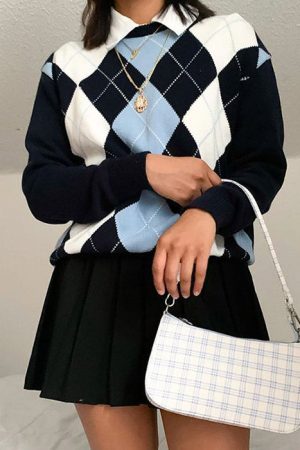 Cute Everyday Outfits, Outfit Inspo Casual High School Argyle Jumper