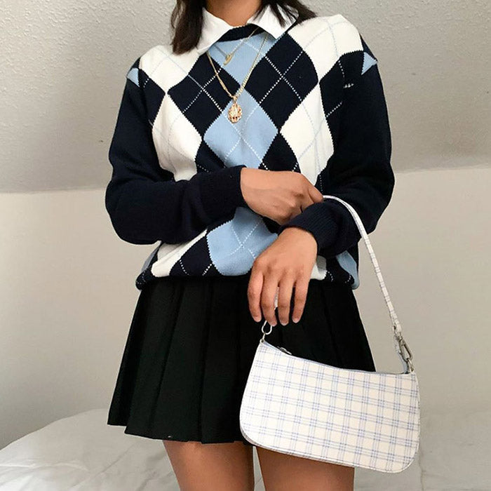Cute Everyday Outfits, Outfit Inspo Casual High School Argyle Jumper