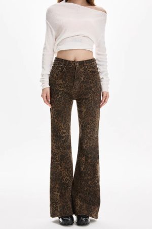 Cute Everyday Outfits, Outfit Inspo Casual High-Waisted Leopard Flare Jeans