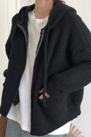 Cute Everyday Outfits, Outfit Inspo Casual Hygge Knit Zip Up Hoodie