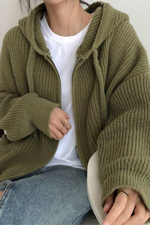 Cute Everyday Outfits, Outfit Inspo Casual Hygge Knit Zip Up Hoodie