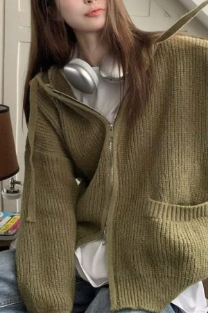Cute Everyday Outfits, Outfit Inspo Casual Hygge Knit Zip Up Hoodie