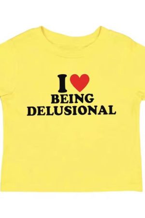 Cute Everyday Outfits, Outfit Inspo Casual I Love Being Delusional Y2K Crop Top