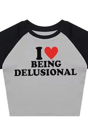 Cute Everyday Outfits, Outfit Inspo Casual I Love Being Delusional Y2K Crop Top