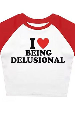 Cute Everyday Outfits, Outfit Inspo Casual I Love Being Delusional Y2K Crop Top