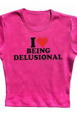 Cute Everyday Outfits, Outfit Inspo Casual I Love Being Delusional Y2K Crop Top