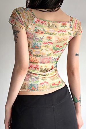 Cute Everyday Outfits, Outfit Inspo Casual In The Garden Floral Mesh Top