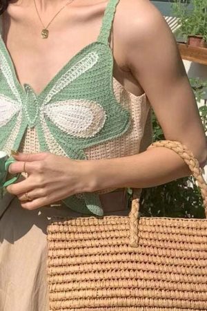 Cute Everyday Outfits, Outfit Inspo Casual Indie Aesthetic Butterfly Crochet Top