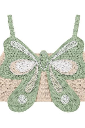 Cute Everyday Outfits, Outfit Inspo Casual Indie Aesthetic Butterfly Crochet Top