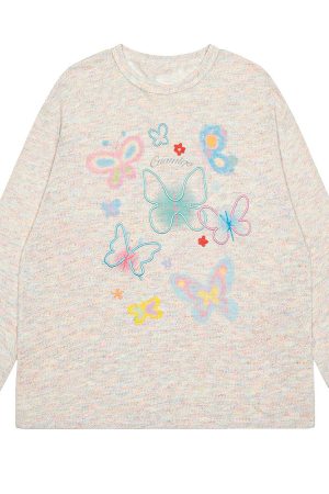 Cute Everyday Outfits, Outfit Inspo Casual Indie Aesthetic Butterfly Long Sleeve