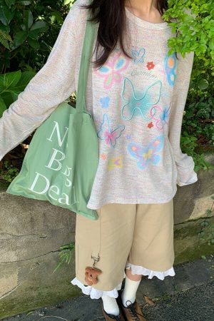 Cute Everyday Outfits, Outfit Inspo Casual Indie Aesthetic Butterfly Long Sleeve