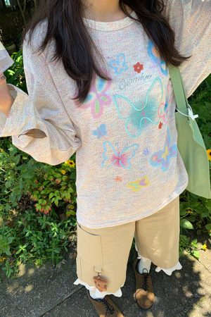 Cute Everyday Outfits, Outfit Inspo Casual Indie Aesthetic Butterfly Long Sleeve