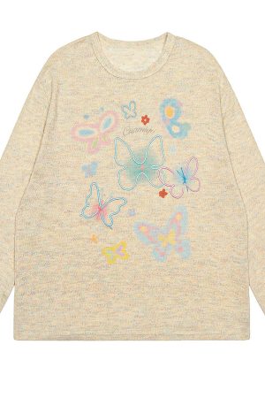 Cute Everyday Outfits, Outfit Inspo Casual Indie Aesthetic Butterfly Long Sleeve