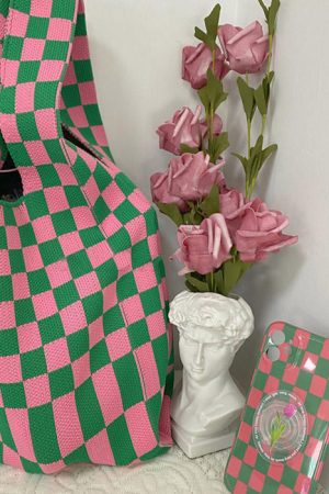 Cute Everyday Outfits, Outfit Inspo Casual Indie Aesthetic Checker Tote Bag