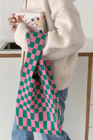 Cute Everyday Outfits, Outfit Inspo Casual Indie Aesthetic Checker Tote Bag