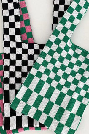 Cute Everyday Outfits, Outfit Inspo Casual Indie Aesthetic Checker Tote Bag