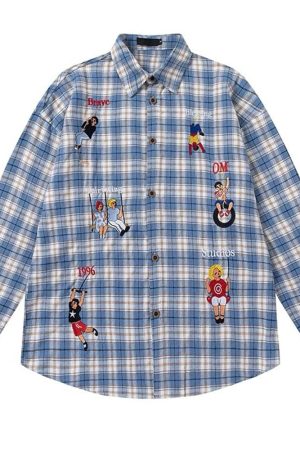 Cute Everyday Outfits, Outfit Inspo Casual Indie Aesthetic Embroidered Plaid Shirt