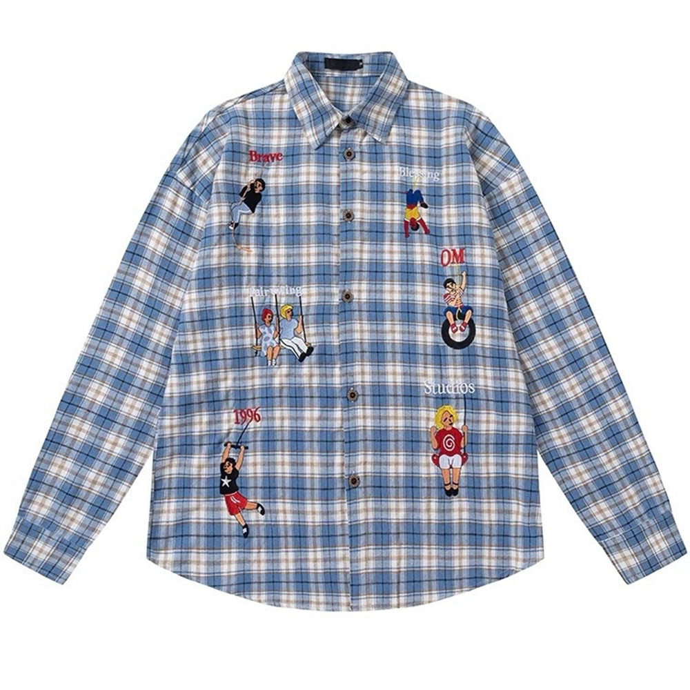 Cute Everyday Outfits, Outfit Inspo Casual Indie Aesthetic Embroidered Plaid Shirt
