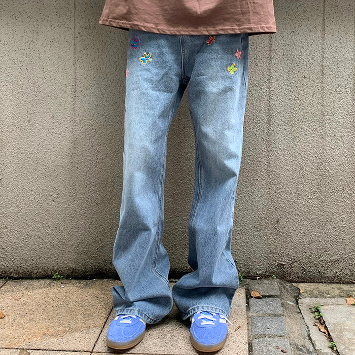 Cute Everyday Outfits, Outfit Inspo Casual Indie Aesthetic Flower Embroidery Jeans Cute Everyday Outfits, Outfit Inspo Casual Indie Aesthetic Flower Embroidery Jeans
