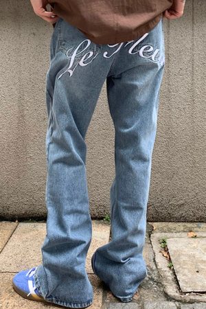 Cute Everyday Outfits, Outfit Inspo Casual Indie Aesthetic Flower Embroidery Jeans