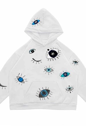 Cute Everyday Outfits, Outfit Inspo Casual Indie Eye Print Hoodie