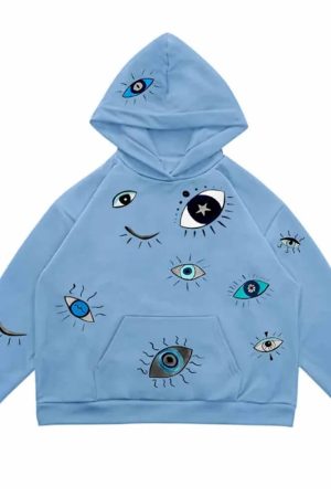 Cute Everyday Outfits, Outfit Inspo Casual Indie Eye Print Hoodie