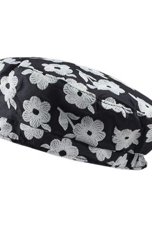 Cute Everyday Outfits, Outfit Inspo Casual Indie Kid Floral Embroidery Beret Hat