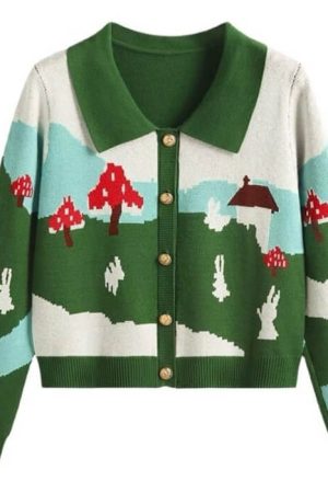 Cute Everyday Outfits, Outfit Inspo Casual Indie Mushroom Collar Cardigan