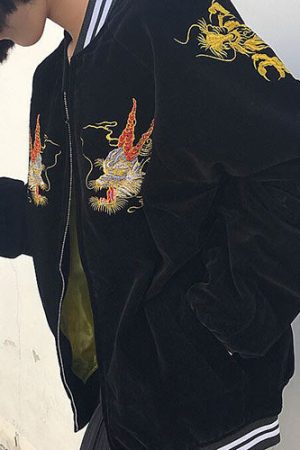 Cute Everyday Outfits, Outfit Inspo Casual Japanese Dragon Bomber Jacket