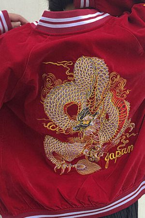 Cute Everyday Outfits, Outfit Inspo Casual Japanese Dragon Bomber Jacket
