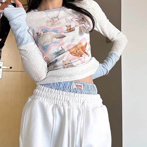 Cute Everyday Outfits, Outfit Inspo Casual Kitty Long Sleeve Top Cute Everyday Outfits, Outfit Inspo Casual Kitty Long Sleeve Top