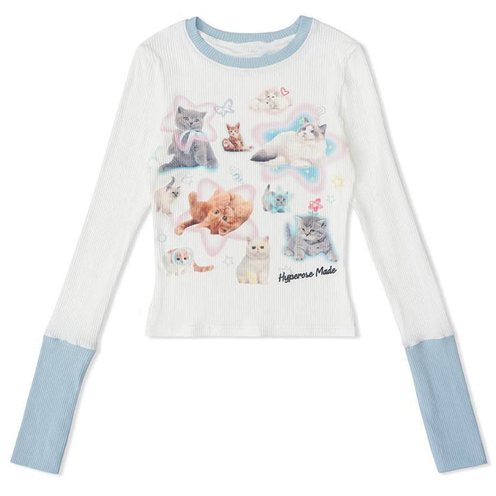 Cute Everyday Outfits, Outfit Inspo Casual Kitty Long Sleeve Top