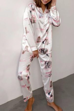 Cute Everyday Outfits, Outfit Inspo Casual Kitty Satin Pajama Set