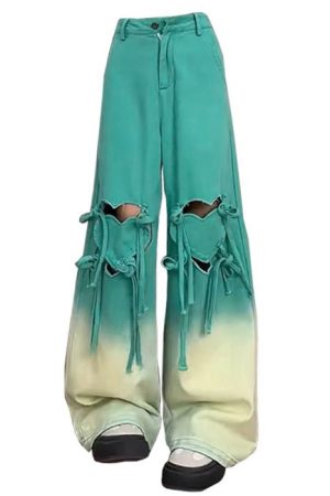 Cute Everyday Outfits, Outfit Inspo Casual Knee-Heart Gradient Pants