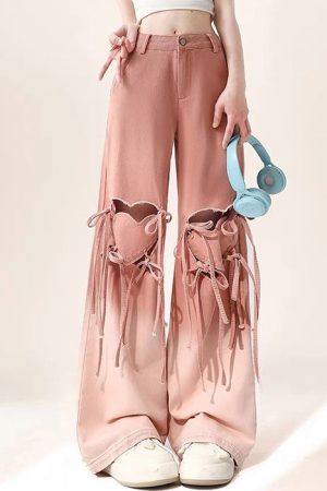 Cute Everyday Outfits, Outfit Inspo Casual Knee-Heart Gradient Pants