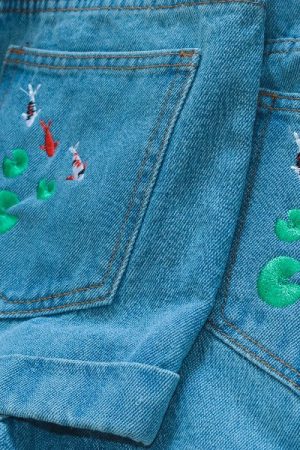 Cute Everyday Outfits, Outfit Inspo Casual Koi Fish Embroidered Shorts