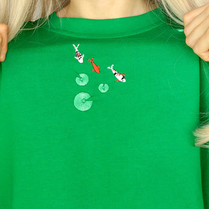Cute Everyday Outfits, Outfit Inspo Casual Koi Fish Embroidered Sweatshirt Cute Everyday Outfits, Outfit Inspo Casual Koi Fish Embroidered Sweatshirt