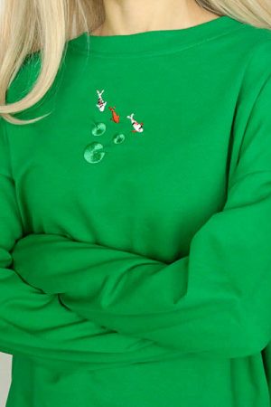 Cute Everyday Outfits, Outfit Inspo Casual Koi Fish Embroidered Sweatshirt