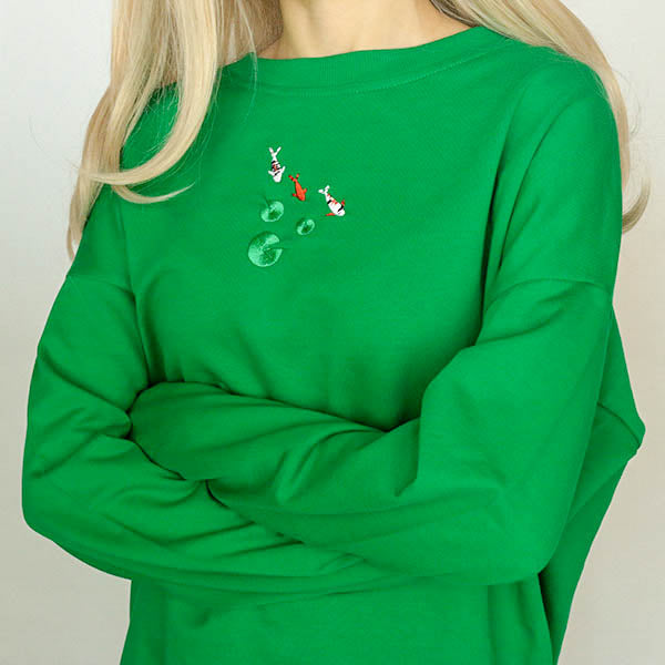 Cute Everyday Outfits, Outfit Inspo Casual Koi Fish Embroidered Sweatshirt