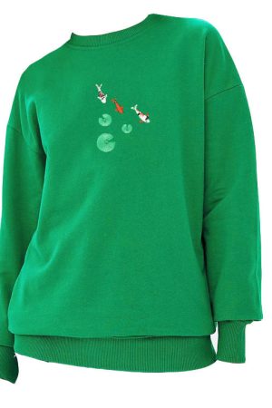 Cute Everyday Outfits, Outfit Inspo Casual Koi Fish Embroidered Sweatshirt