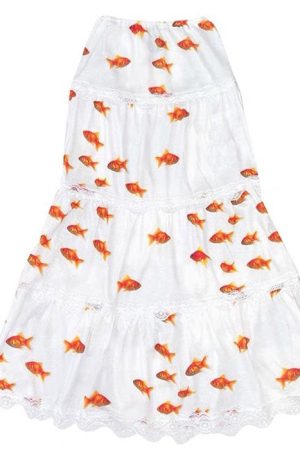 Cute Everyday Outfits, Outfit Inspo Casual Koi Fish Maxi Skirt