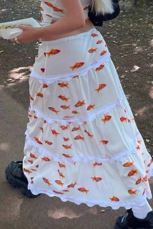 Cute Everyday Outfits, Outfit Inspo Casual Koi Fish Maxi Skirt